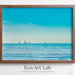 Sailboats Print Sailing Nautical Wall Art. Downloadable Art Sail Boats at Sea Digital Painting Colorful Coastal Wall Art. Printable Wall Art