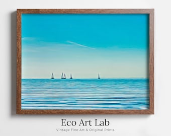 Sailboats Print Sailing Nautical Wall Art. Downloadable Art Sail Boats at Sea Digital Painting Colorful Coastal Wall Art. Printable Wall Art