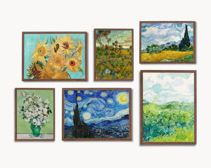 Featured listing image: Vincent van Gogh Wall Print SET. Gallery Wall Set Van Gogh Prints Set of 6. Famous Paintings Collection Fine Art Prints. Van Gogh Art Set #2