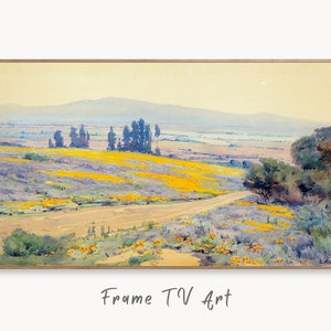 Samsung Frame TV Art 4K Vintage Spring Landscape Painting. Instant Download Spring Field Landscape. Wall Art for Frame TV. Vintage Wall Art