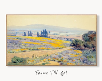 Samsung Frame TV Art 4K Vintage Spring Landscape Painting. Instant Download Spring Field Landscape. Wall Art for Frame TV. Vintage Wall Art