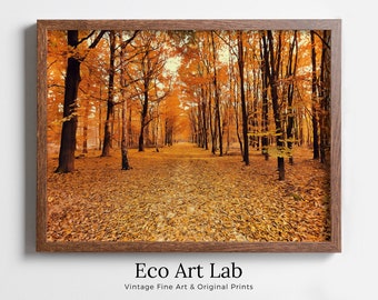 Landscape Forest Trail Autumn Digital Painting. Printable Fall Wall Art, for Home or Office Decor, Nature Print Digital Art Instant Download
