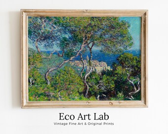 Claude Monet Sea & Trees View Painting Famous Monet Art. Instant Download Vintage Decor. Monet Landscape Printable Wall Art Vintage Decor