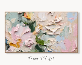 Abstract Samsung Frame TV Art | Textured Wall Art | Vibrant Abstract Floral Art | Art For Frame Tv | Oil Painting | Heavy Textured Painting