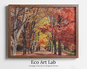 Autumn Landscape Forest Trail Digital Painting. Printable Fall Wall Art, for Home or Office Decor. Nature Print Digital Art Instant Download
