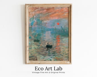 Impression, Sunrise Claude Monet Painting Famous Monet Art. Instant Download Vintage Decor. Monet Landscape Printable Wall Art Vintage Decor