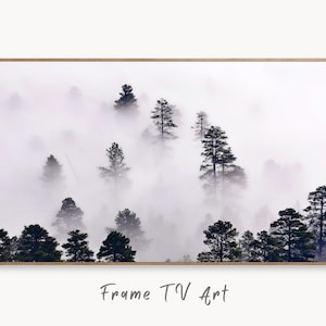 Samsung Frame TV Art 4K Misty Forest. Foggy Woodland Landscape Nature Wall Art. Instant Download Forest Digital Art. Trees Art for Frame TV