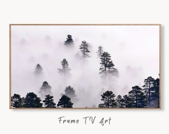 Samsung Frame TV Art 4K Misty Forest. Foggy Woodland Landscape Nature Wall Art. Instant Download Forest Digital Art. Trees Art for Frame TV