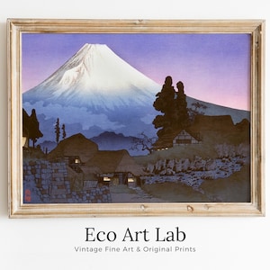 Mount Fuji Landscape Vintage Japanese Painting. Wall Art Printable Poster. 20th Century Japanese Vintage Art Print. Japanese Mountain Decor