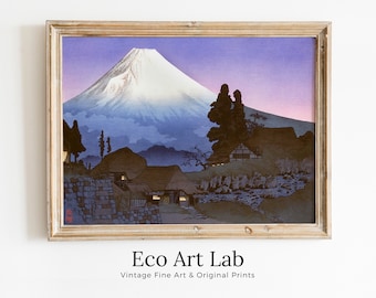 Mount Fuji Landscape Vintage Japanese Painting. Wall Art Printable Poster. 20th Century Japanese Vintage Art Print. Japanese Mountain Decor