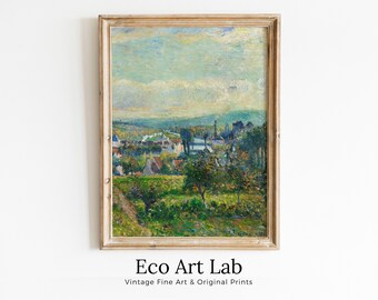 French Countryside Vintage Impressionist Wall Decor. Antique Landscape Painting. Country Fine Art Print. PRINTABLE Instant Download Art.