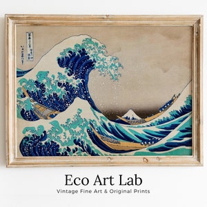 Great Wave off Kanagawa Famous Japanese Painting Vintage Wall Art Printable Poster. 19th Century Japanese Vintage Wall Art. Japanese Wave