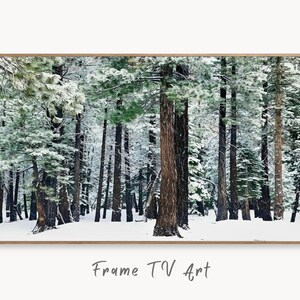 Samsung Frame TV Art 4K Snowy Forest Scenery Winter Landscape Digital Painting. Instant Download Winter Art for Samsung Frame TV. Art for TV