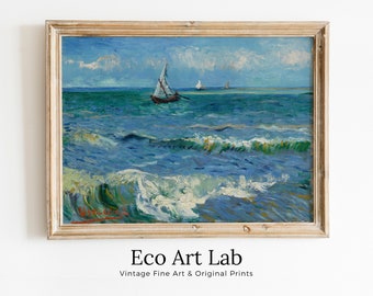 Seascape with Boats. Vincent van Gogh Printable Famous Art Print. Instant Download van Gogh Print. Vintage Nautical Painting. Fine Art Print