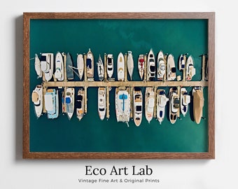 Boats in a Harbor Printable Wall Art. Aerial View Print Nautical Wall Decor. Instant Download Boat Wall Art Yacht Print. Maritime Decor