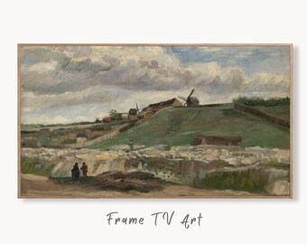 Samsung Frame TV Art 4K hill of Montmartre Famous Painting by Vincent van Gogh. Instant Download van Gogh Art for Frame TV. Vintage Wall Art