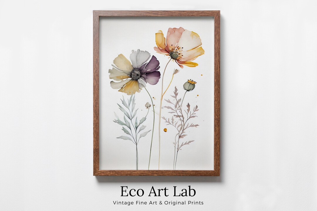 Floral Printable Wall Art. Boho Floral Art. Watercolor Botanical Print ...