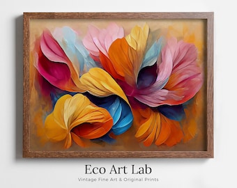 Printable Wall Art Colorful Abstract Flower Petals. Abstract Modern Floral Print Digital Painting. Botanical Art Print. Downloadable Art #6