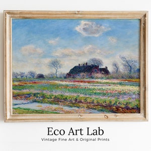 Claude Monet Tulip Fields Painting Famous Monet Art. Instant Download Vintage Decor. Vintage Landscape Tulip Printable Wall Art Spring Decor