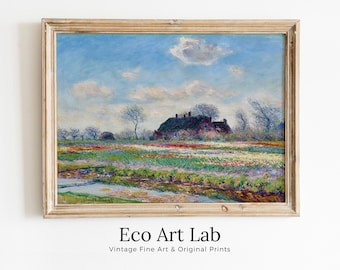 Claude Monet Tulip Fields Painting Famous Monet Art. Instant Download Vintage Decor. Vintage Landscape Tulip Printable Wall Art Spring Decor