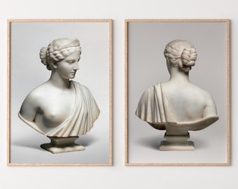 2 Pieces Wall Art, Woman Greek Bust Statue Set of 2 Prints. Printable, Digital Download Greek Mythology Art. Aesthetic Room Decor, Sculpture