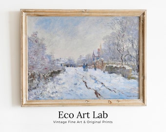 Claude Monet Snow at Argenteuil Painting Famous Monet Art. Instant Download Vintage Decor. Vintage Landscape Printable Wall Art Winter Decor