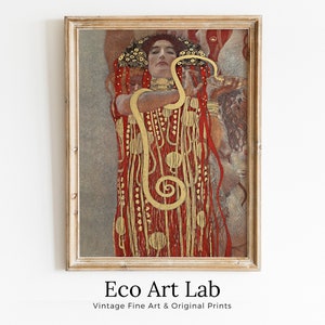 Gustav Klimt Hygieia Ancient Greek Mythology Art Vintage Painting. Downloadable Famous Greek Goddess Art Nouveau Poster. Klimt Printable Art