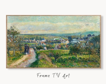 Samsung Frame TV Art 4K Vintage French Countryside Landscape Oil Painting. Instant Download Vintage Nature Art for Samsung Frame TV. TV Art