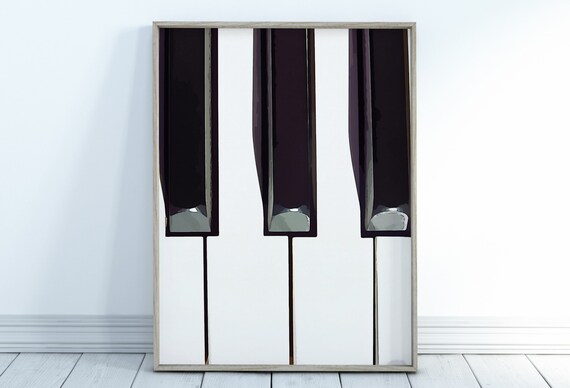 Piano Keys Art Digital Painting. Printable Wall Art. Black and - Etsy