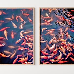 Koi Fish Wall Art Set of 2 Prints, Koi Fish Print Wall Art Set, Instant Download Printable Wall Art, Photography Print, Zen Wall Art