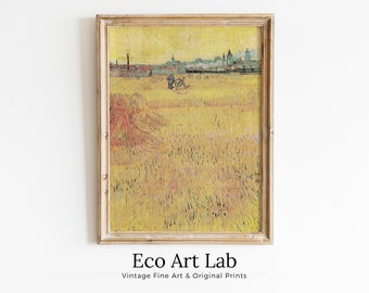 Vincent van Gogh Wheat field w/ View of Arles Printable Famous Art Print. Instant Download van Gogh Print Vintage Fine Art Digital Download