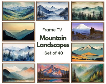 Mountain Wall Art - Samsung Frame TV Art Set. Mountain Landscape Paintings. Original Artwork . Instant Download Frame TV Art Set of 40