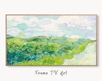 Samsung Frame TV Art 4K Green Wheat Fields Famous Painting by Vincent van Gogh. Instant Download van Gogh Spring Landscape for the Frame TV.