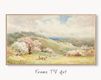 Samsung Frame TV Art 4K Vintage Spring Landscape Painting. Instant Download Colorful Spring Art for the Frame TV. Landscape Art for TV