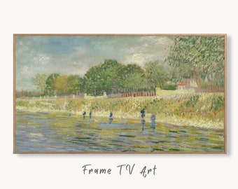 Samsung Frame TV Art 4K Bank of the Seine. Famous Painting by Vincent van Gogh. Instant Download. van Gogh Landscape for the Frame TV