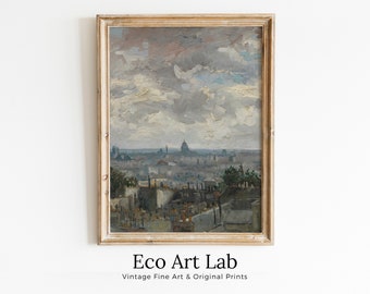 View of Paris Vincent van Gogh Printable Famous Oil Painting. Instant Download van Gogh Print European Landscape Vintage Wall Decor Fine Art