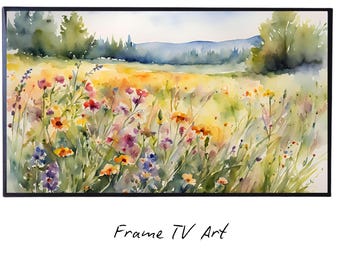 Watercolor Frame TV Art. Wildflowers Art for Modern Home Decor. Colorful Botanical Nature Artwork for Samsung Frame TV