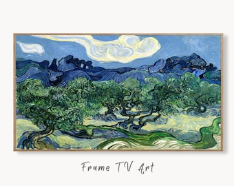 Samsung Frame TV Art 4K Olive Trees with Alpilles Famous Painting by Vincent van Gogh. Instant Download van Gogh Landscape for the Frame TV