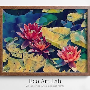 Lotus Flower Art | Botanical Wall Art | Flower Wall Decor | Blooming Lotus Flowers Digital Painting | Floral Art | Printable Download