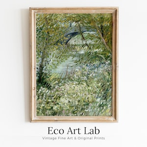 May include: A framed painting depicting a landscape with a bridge over a river. The painting is in a style reminiscent of Vincent van Gogh, with thick brushstrokes and vibrant colours. The painting is framed in a simple wooden frame.