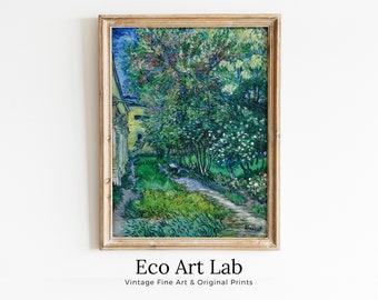 Vincent van Gogh The Garden at the Asylum at Saint-Rémy. Famous Vintage Painting. Instant Download Printable Wall Art. Vintage Floral Poster