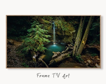 Samsung Frame TV Art 4K Waterfall in Forest Digital Painting. Instant Download Art for TV. Colorful Frame TV Art
