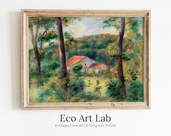 Famous Renoir Print. Environs of Briey by Auguste Renoir. Vintage Forest House Painting Printable Art Antique Oil Painting. Instant Download