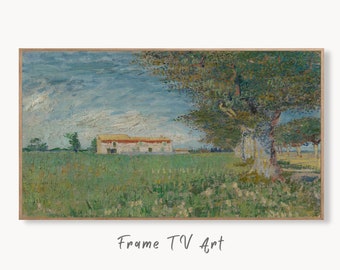 Samsung Frame TV Art 4K Vincent van Gogh Farmhouse in Wheatfield Famous Painting. Instant Download van Gogh Art for Frame TV. Vintage Decor