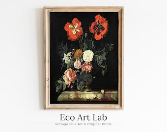 Still Life Botanical Painting Printable Wall Art. Flowers Still Art Vintage Print, Antique Retro Colorful Art. Instant Download. Floral Art