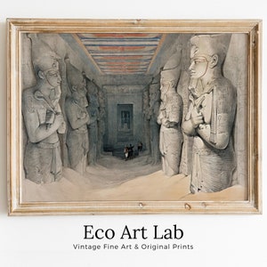 Ancient Egyptian Wall Art. Egyptian Temple Gods Statues. Egyptian Mythology Print. Printable Vintage Egyptian Architecture Digital Download