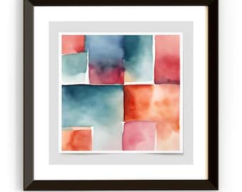 Pastel Watercolor Wall Art I Square Format Printable Decor I Digital Download Home Painting