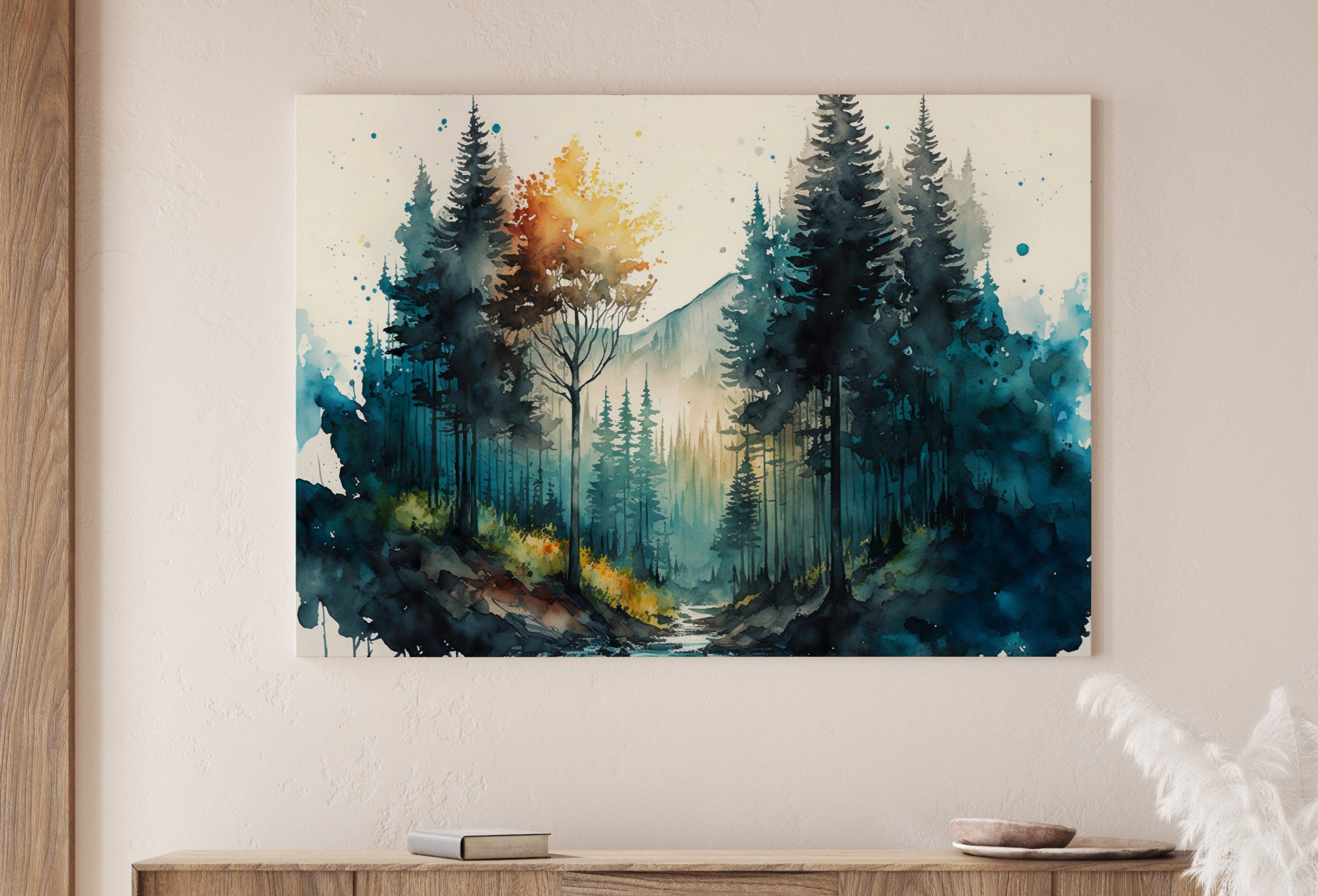 Green Forest Trees Painting Print. Watercolor Forest Landscape Printable.  Printable Wall Art. Digital Art. Nature Decor. Mountain Forest Art - Etsy  Hong Kong