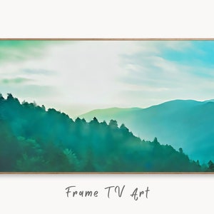 Samsung Frame TV Art 4k Emerald Green Mountains Abstract Landscape. Evening Art Samsung TV Digital Download for Samsung Frame, Frame TV Art