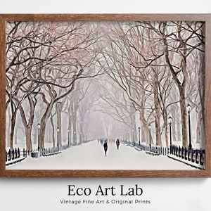 New York Print Central Park in the Snow Printable Wall Art, New York City Print Digital Art Instant Download Winter Prints Evening Landscape